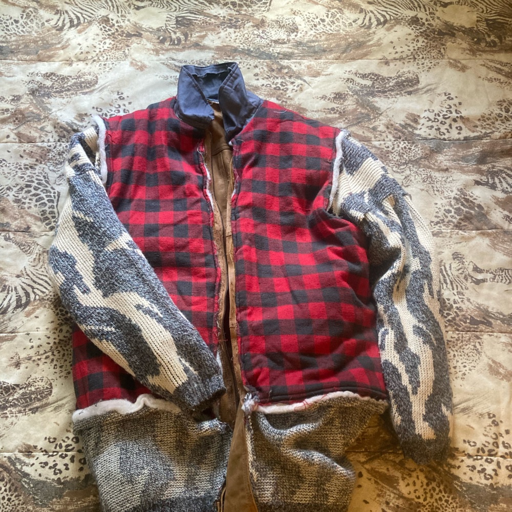 Joshua Ross Leather Jacket X Ozark Trail Vest X Knit Sweater Sleeves Reversible